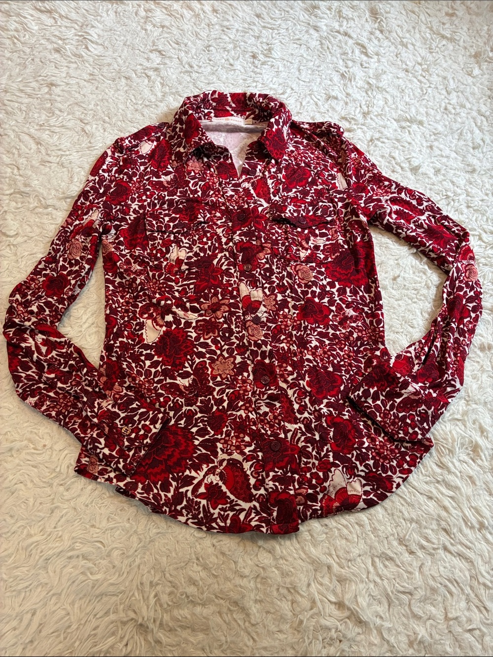 Tory Burch Floral Extra Small Button Down Blouse